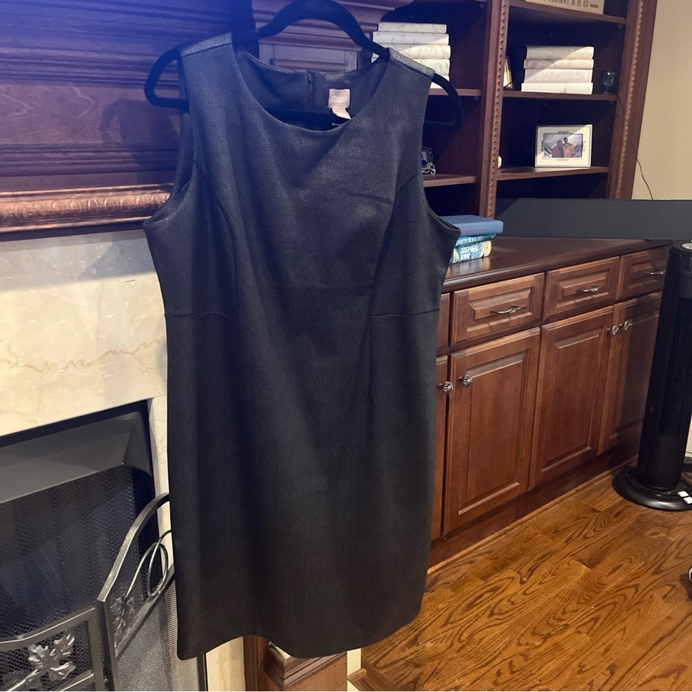 Chico's Classic Black Mini Dress Faux Leather Look.  Chico (size 10-12)